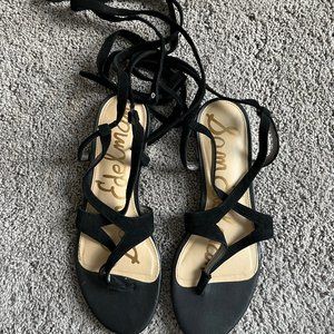 Sam Edelman Flat Lace Up Black Sandals